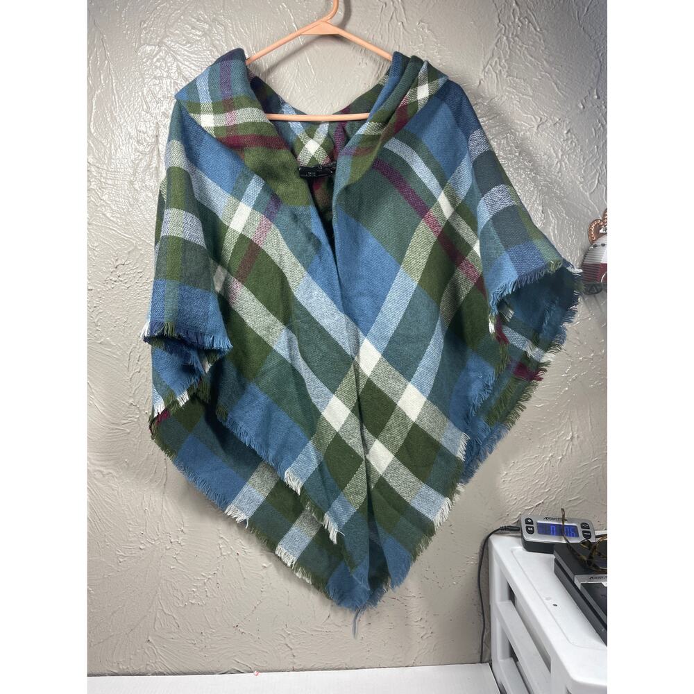 Altare Shawl Woven Wrap Poncho Fringe Trim Collared One Size Colorful